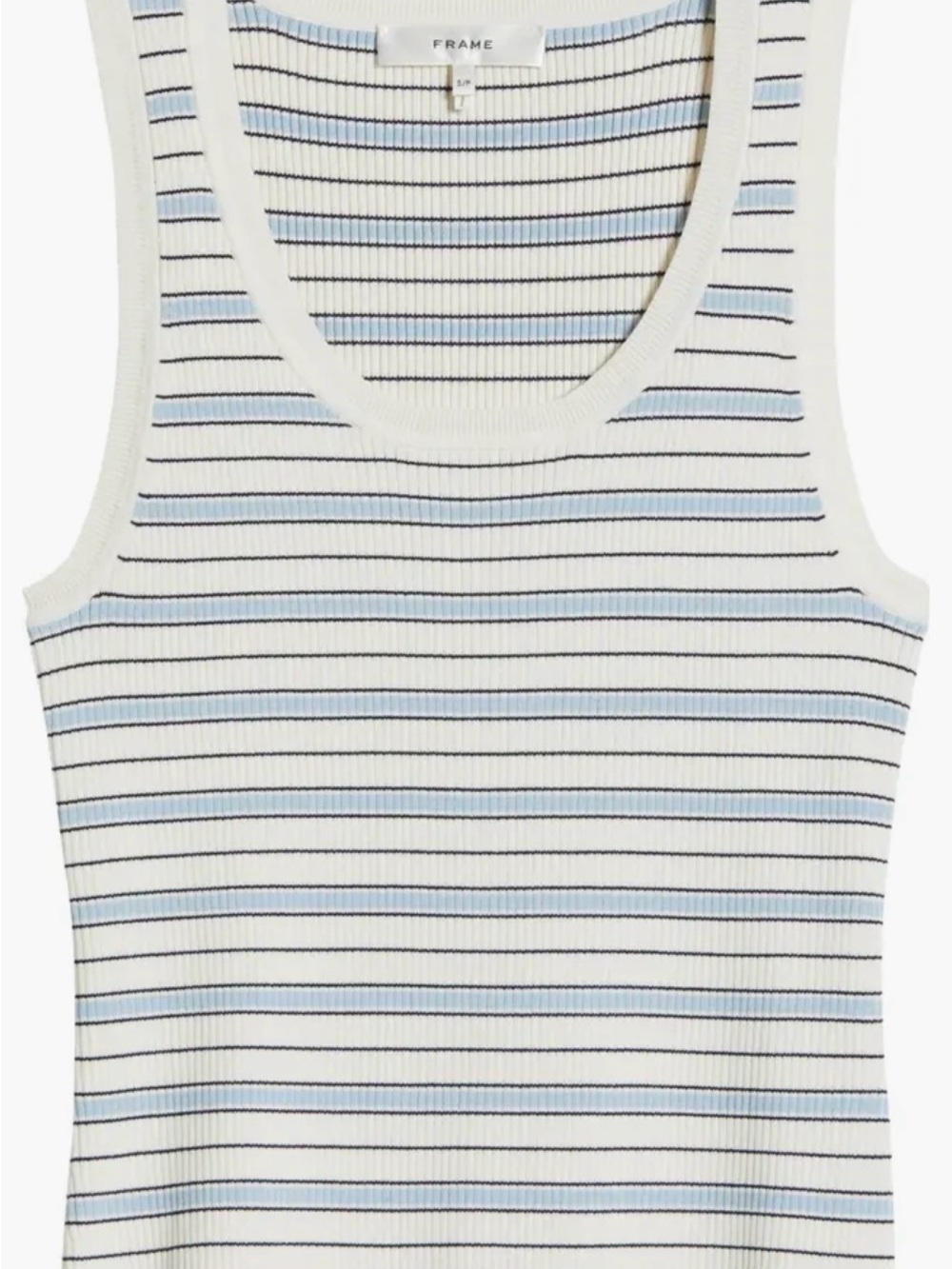 Frame Denim White Tank with Light Blue & Navy Stripes
